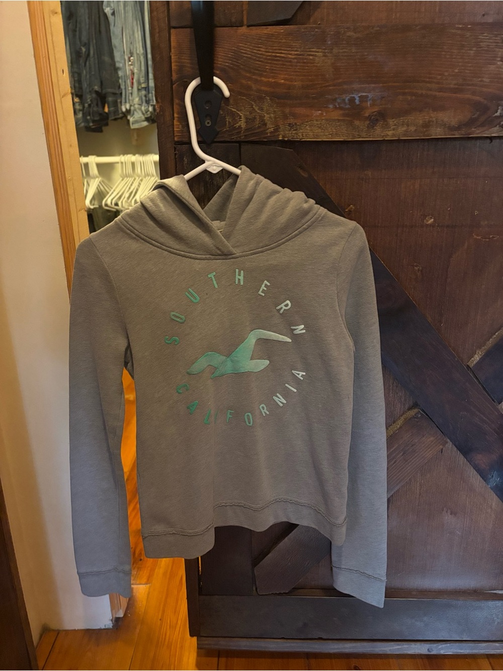 Hollister Gray Hoodie with Mint Logo